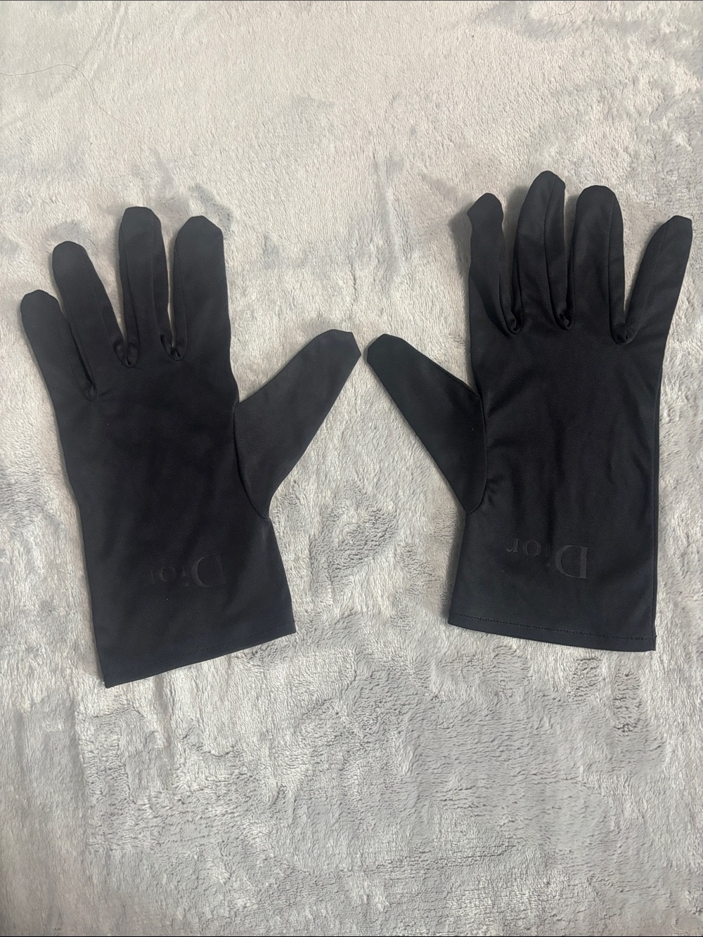 Dior Black Embossed Logo Satin Gloves